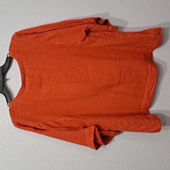 Karyn Seo Woven Roxy 100,% Linen Fig Floral Embroidered Top - Picture 5 of 6